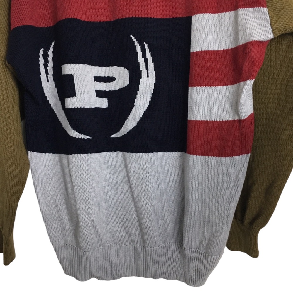 Phat Farm Mens Knit Crewneck Sweater Olive Grey P Logo XL Y2K - Picture 5 of 14